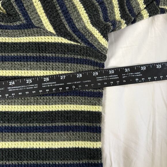 Vintage 90s Chenille Knit Sweater Plus 3X Striped Grunge Boxy Skater Masculine - Picture 8 of 10